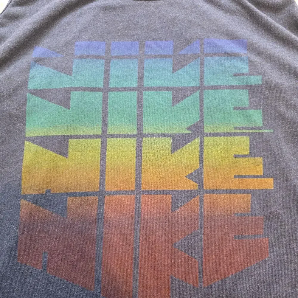 Nike Track & Field Tank Top Womens M Blue Racerback Rainbow Graphic Logo